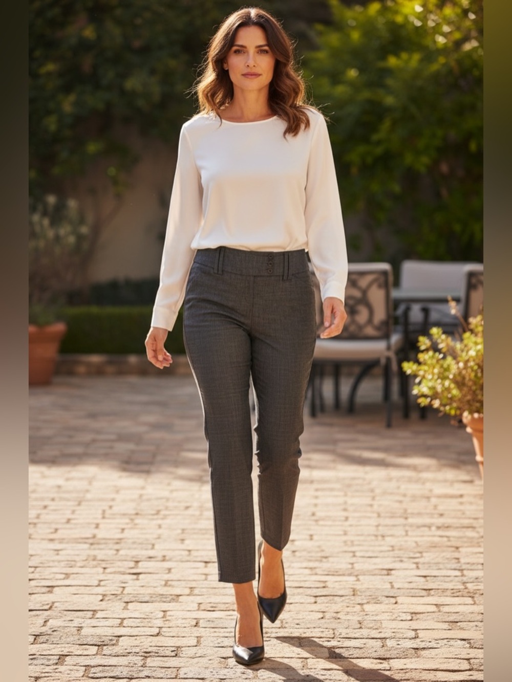 Tracy Evans Limited - Charcoal Gray Boot-Cut Dress Pants - Picture 2 of 15